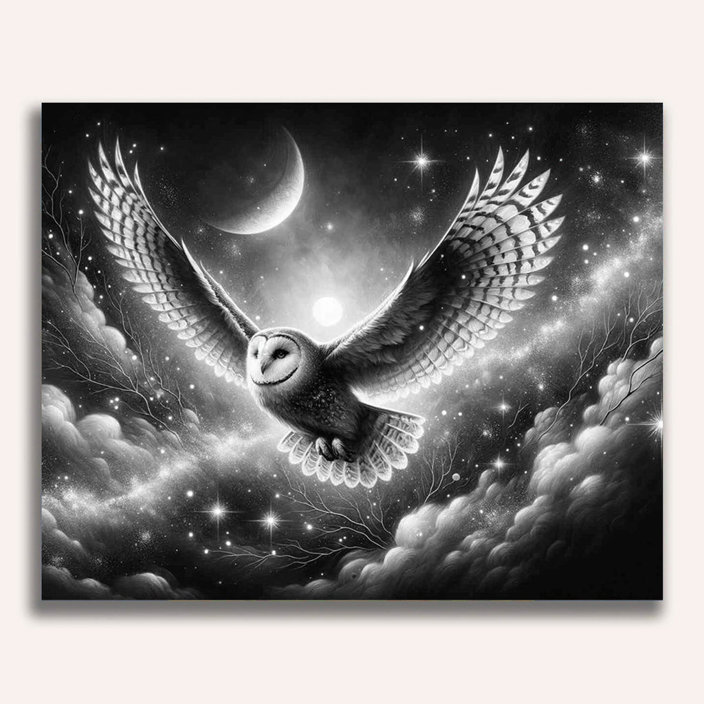 Paint by Numbers - Owl flying at night