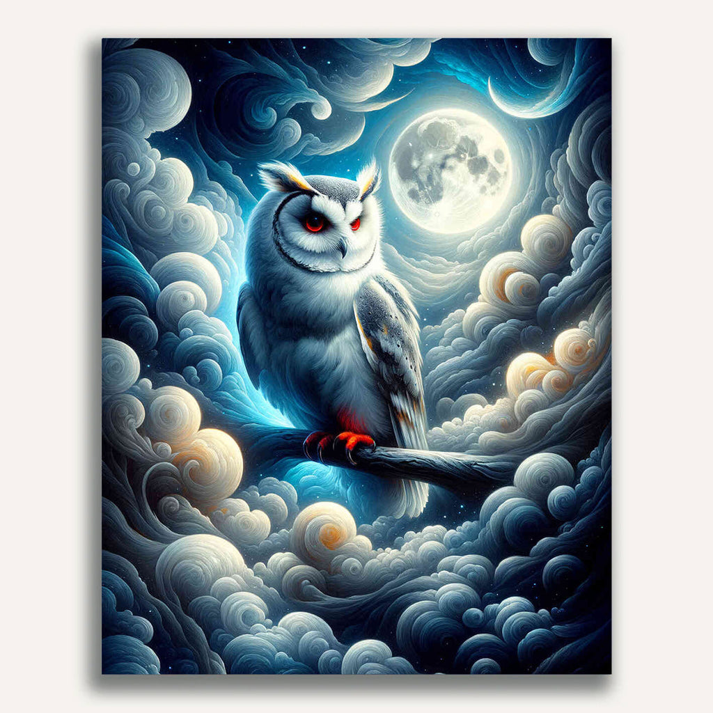 Paint by Numbers - Owl in the Clouds Moonlight