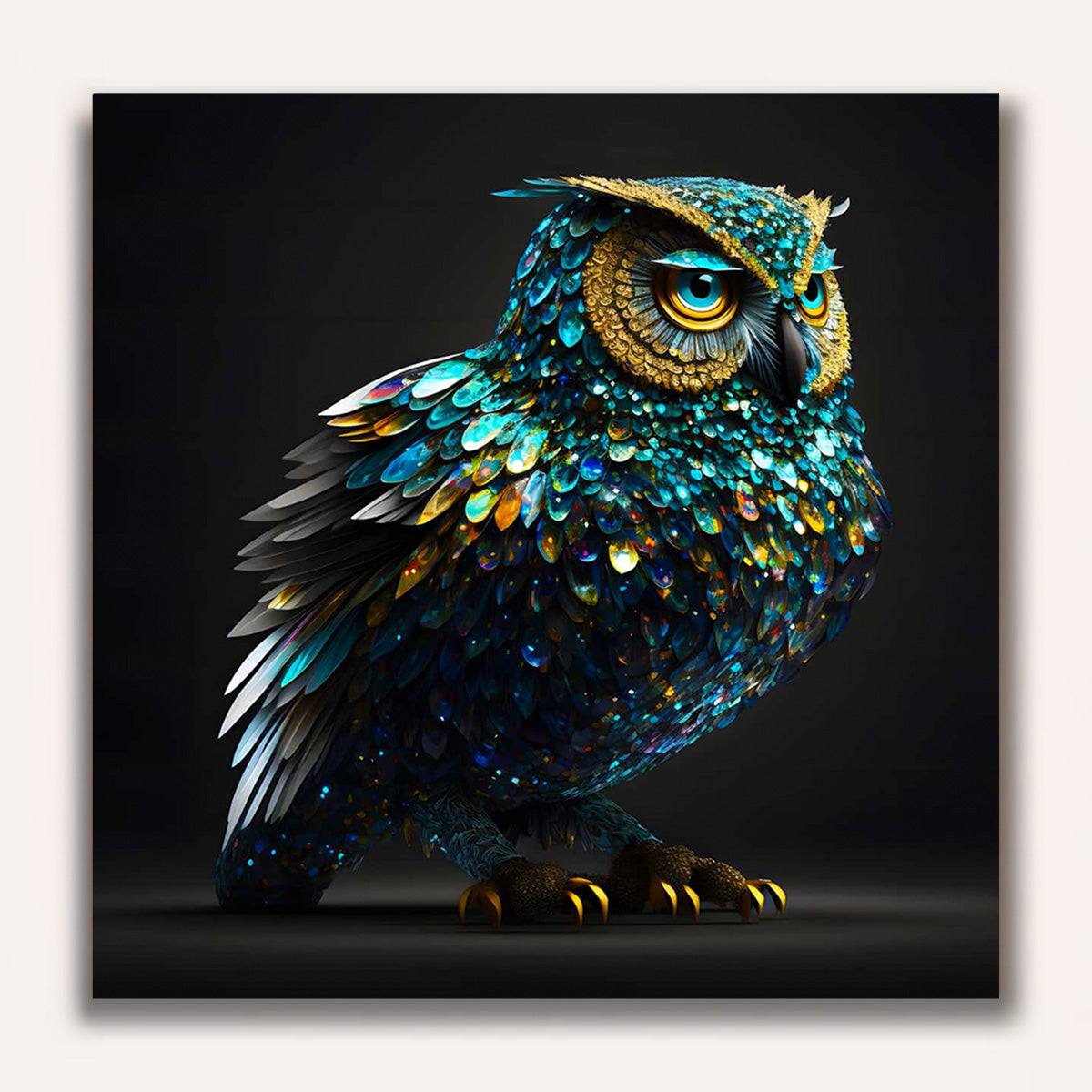 Paint by Numbers - Owl in the night turquoise