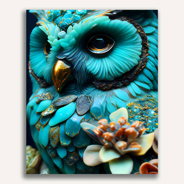Paint by Numbers - Owl turquoise