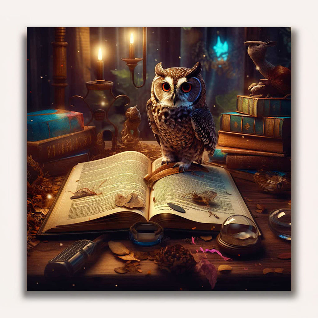 Paint by Numbers - Owl with book and candles