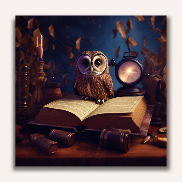 Paint by Numbers - Owl with book and clock