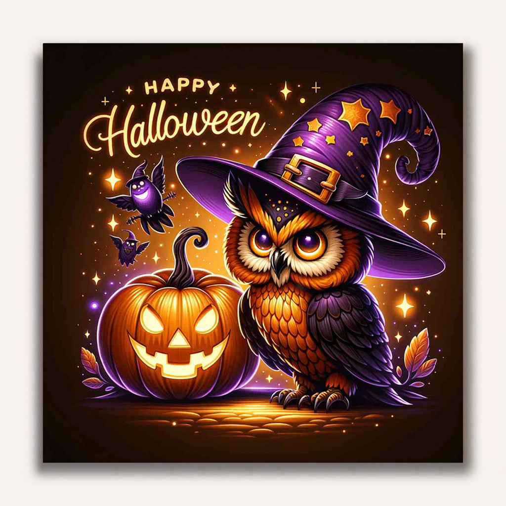 Paint by Numbers - Owl with pumpkin