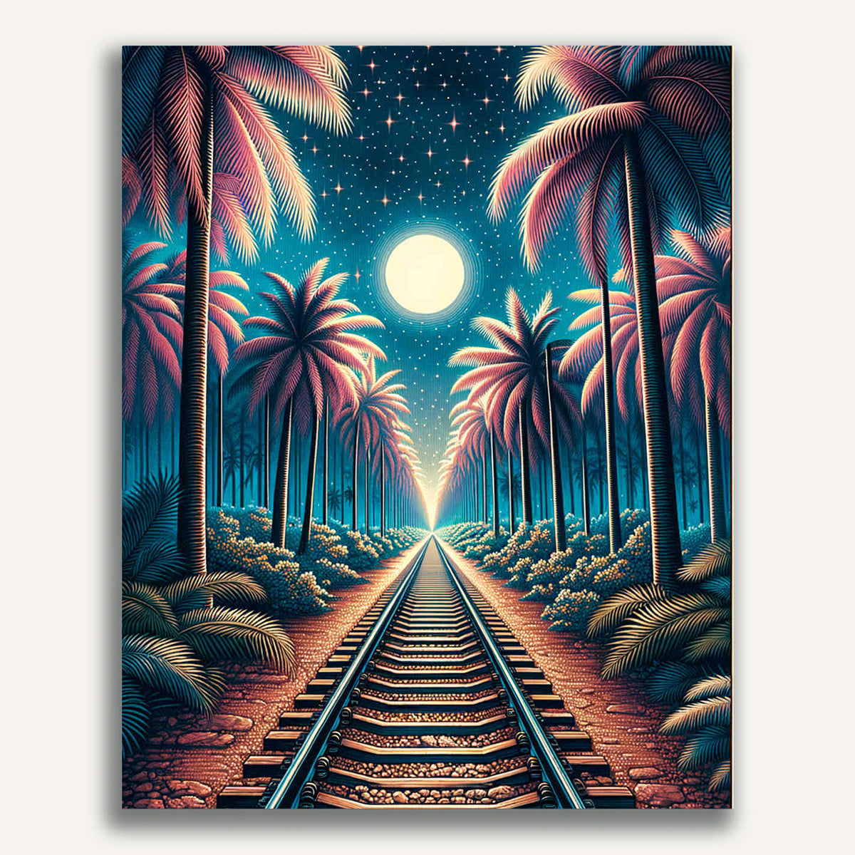 Paint by Numbers - Palm Forest with Rails