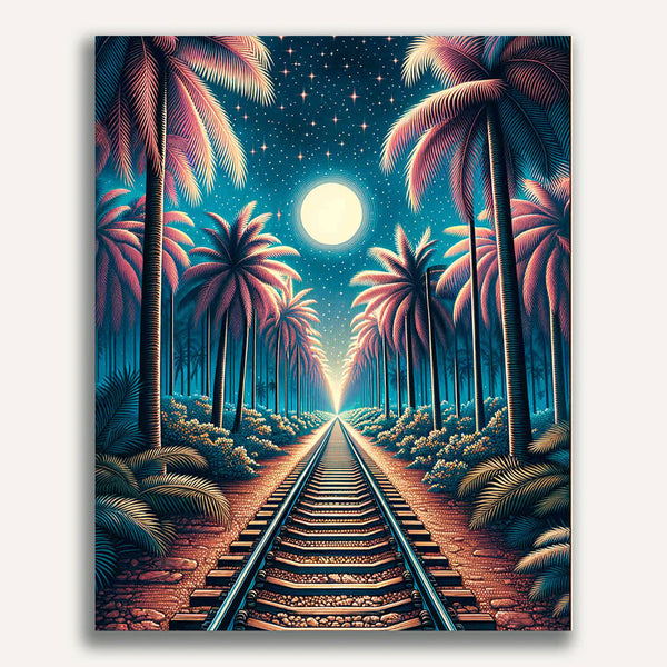 Paint by Numbers - Palm Forest with Rails
