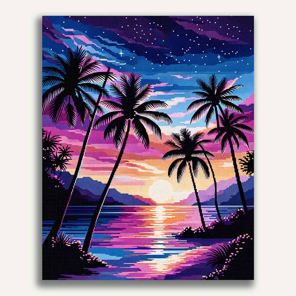 Paint by Numbers - Palms in the Evening Sky