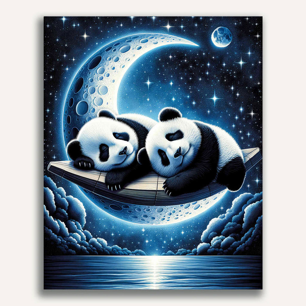 Paint by Numbers - Panda bears on the moon