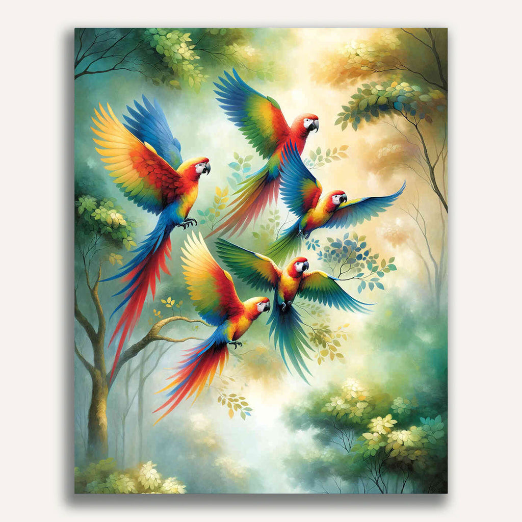 Paint by Numbers - Parrot Family