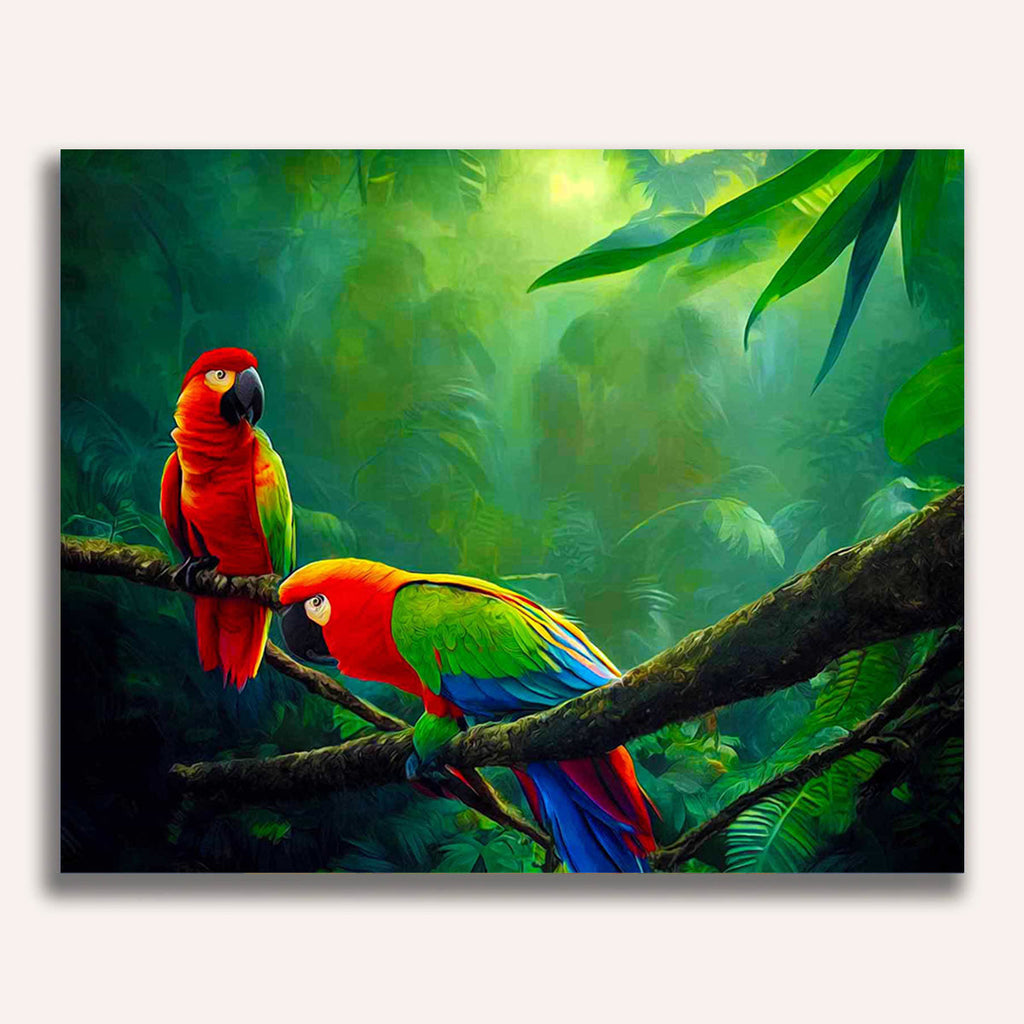 Paint by Numbers - Pair of parrots in the jungle