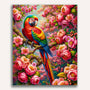 Paint by Numbers - Parrot, pink flower tree