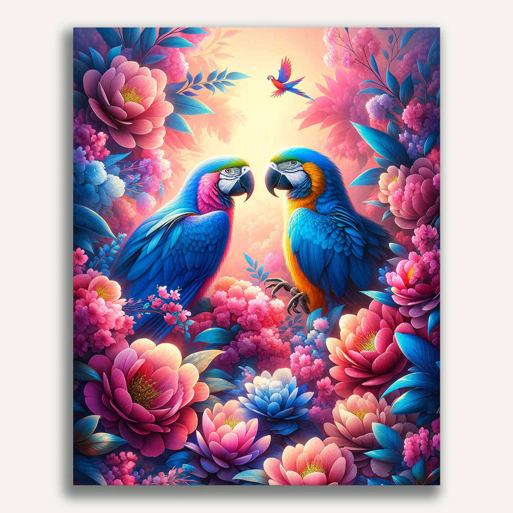 Paint by Numbers - Parrots in Rosa Tree