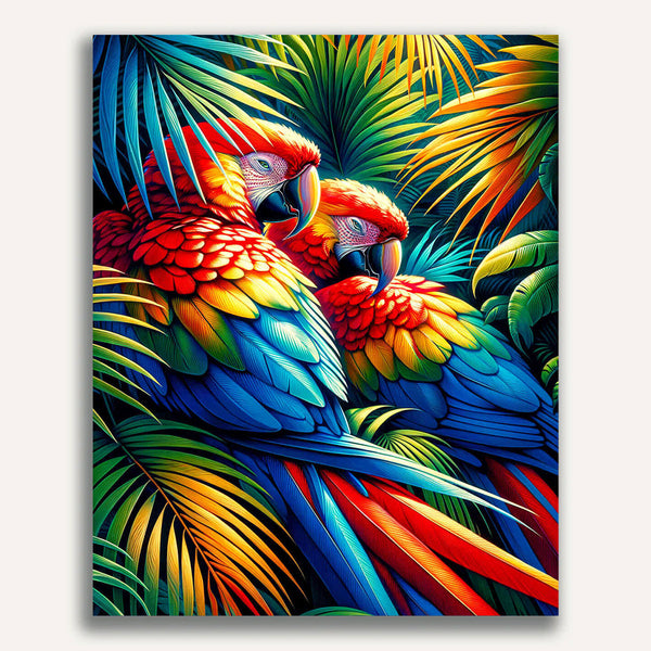 Paint by Numbers - Parrots Under Palm