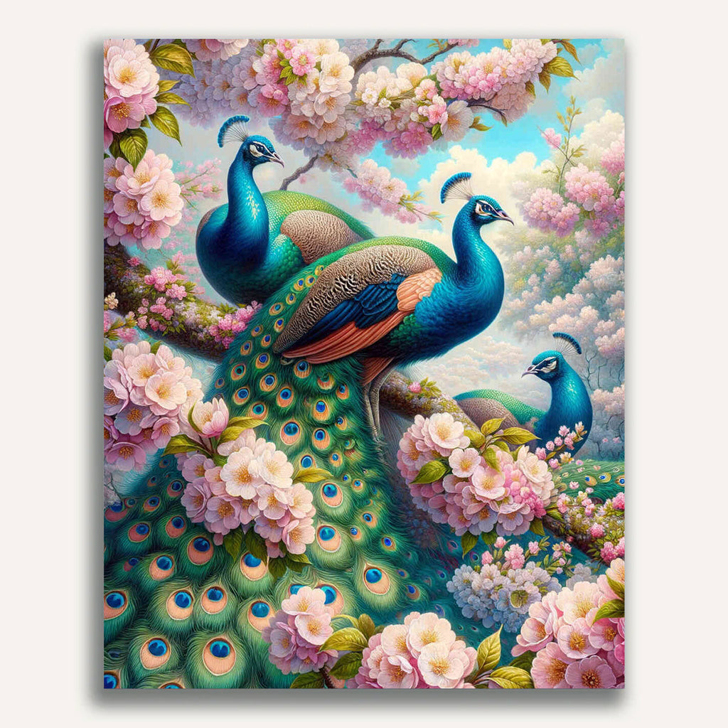 Paint by Numbers - Peacock in a Cherry Tree