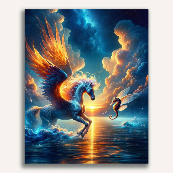 Paint by Numbers - Pegasus and sea horse