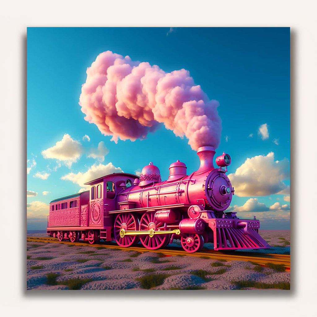 Paint by Numbers - Pink fantasy train on the road