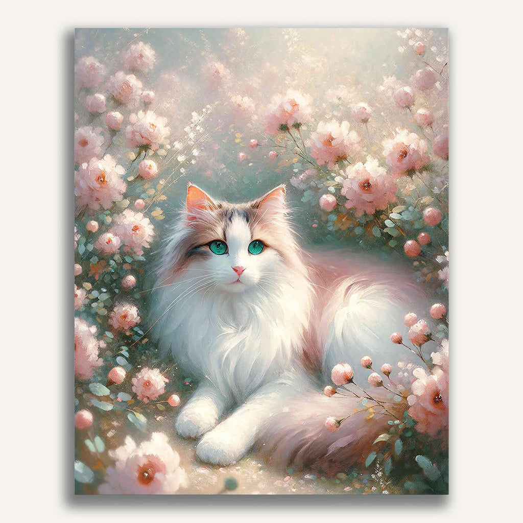 Paint by Numbers - Pink Flower Cat