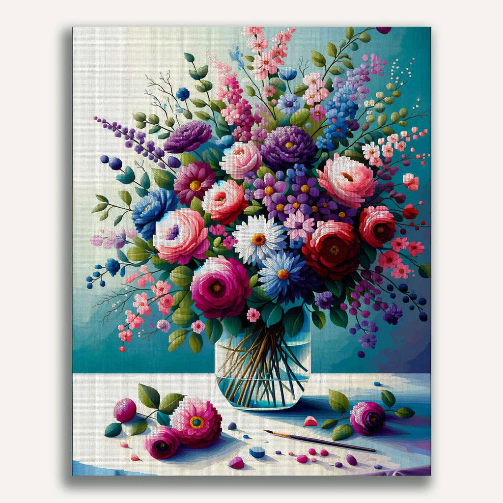Paint by Numbers - Pink Purple Bouquet of Flowers