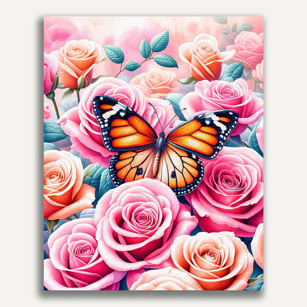 Paint by Numbers - Pink Rose Butterfly