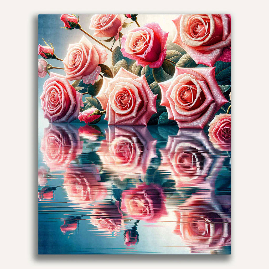 Paint by Numbers - Pink roses on the water