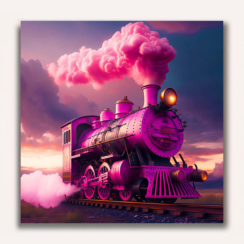 Paint by Numbers - Pink train at night