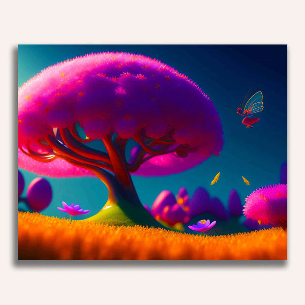 Paint by Numbers - Pink tree in the field