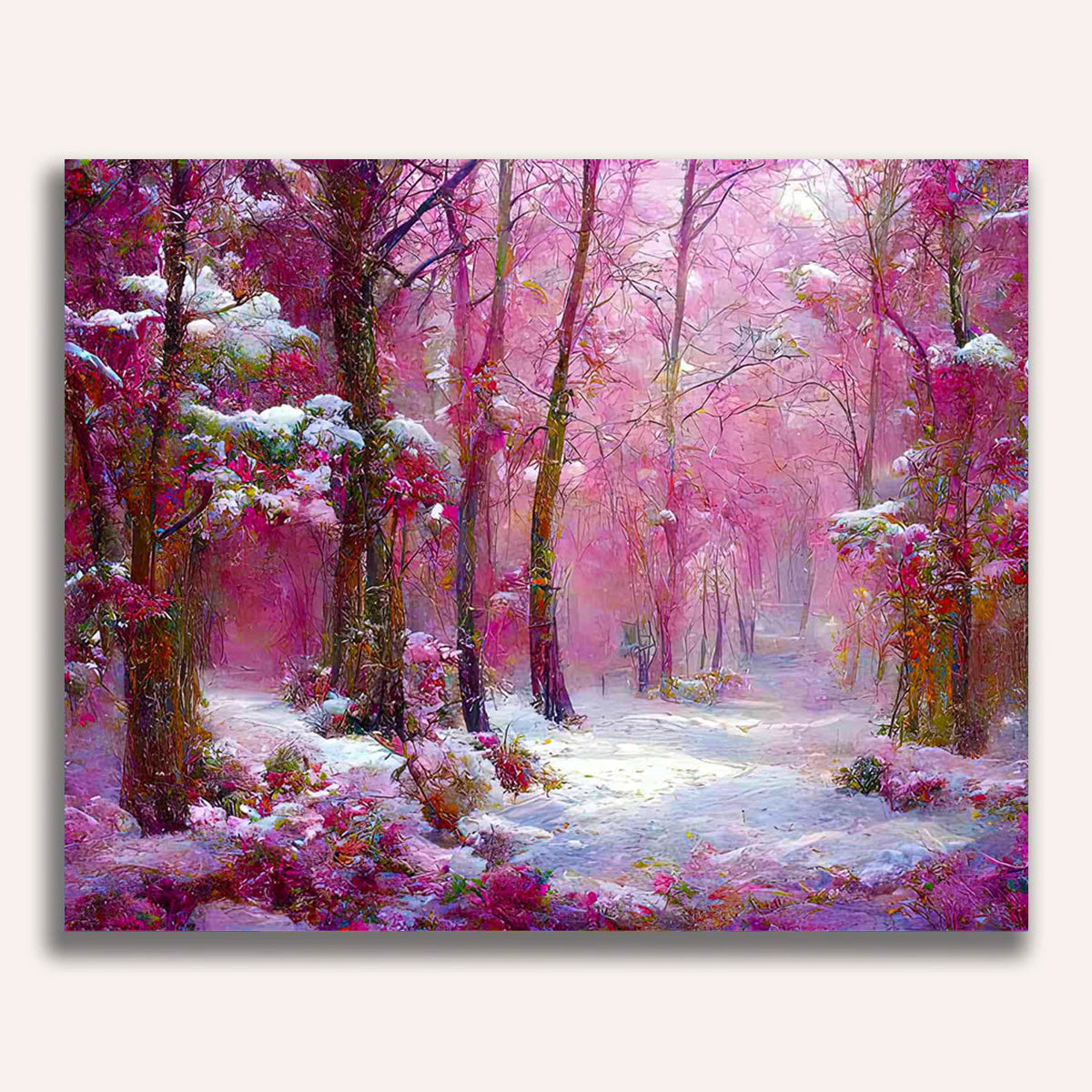 Paint by Numbers - Pink winter forest