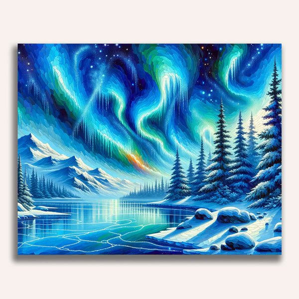 Paint by Numbers - Polar Lights in Blue