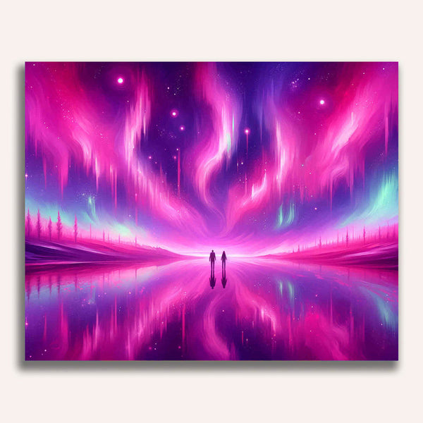 Paint by Numbers - Northern lights in pink