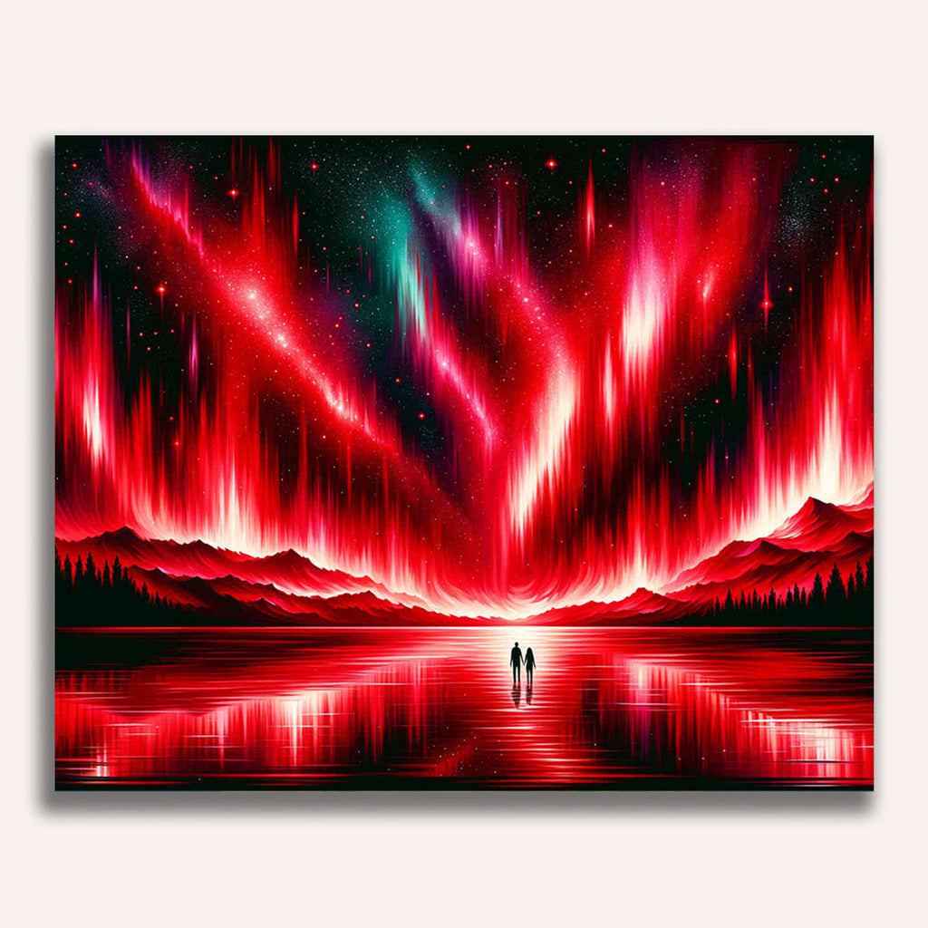 Paint by Numbers - Northern lights in red