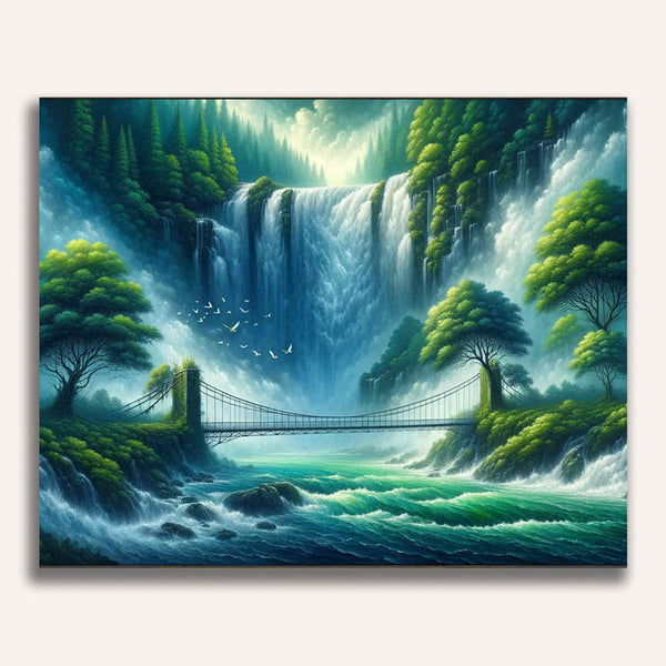 Paint by Numbers - Suspension bridge, waterfall