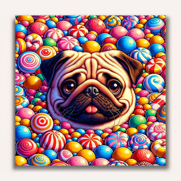 Paint by Numbers - Pug in candy bath