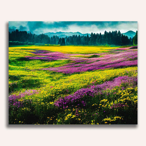 Paint by Numbers - Purple flower fields