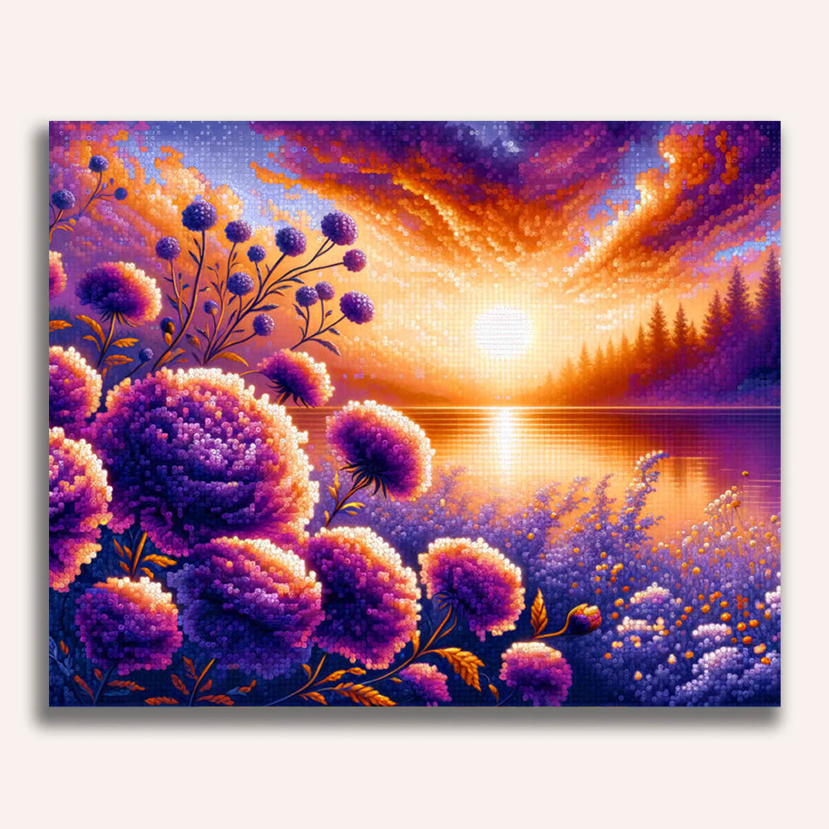 Paint by Numbers - Purple flowers in the sunset