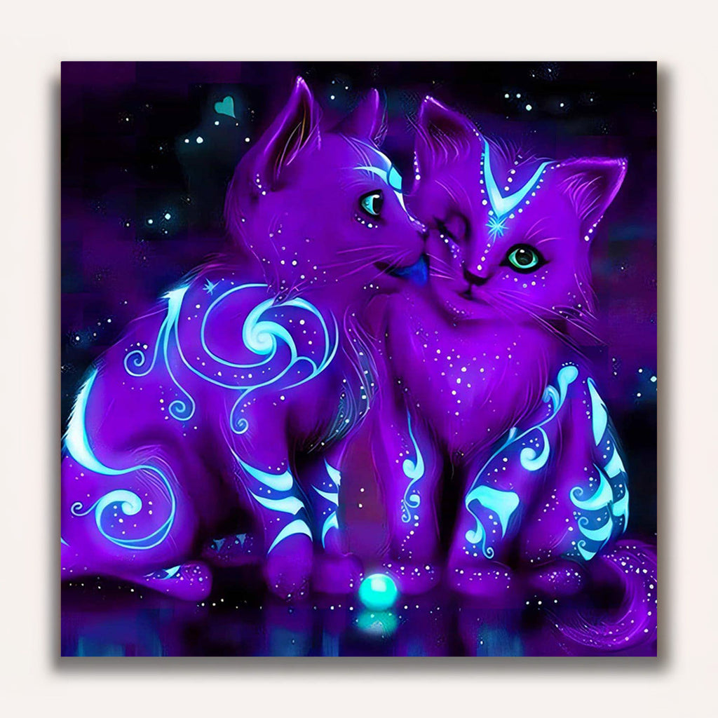 Paint by Numbers - Purple glowing cats