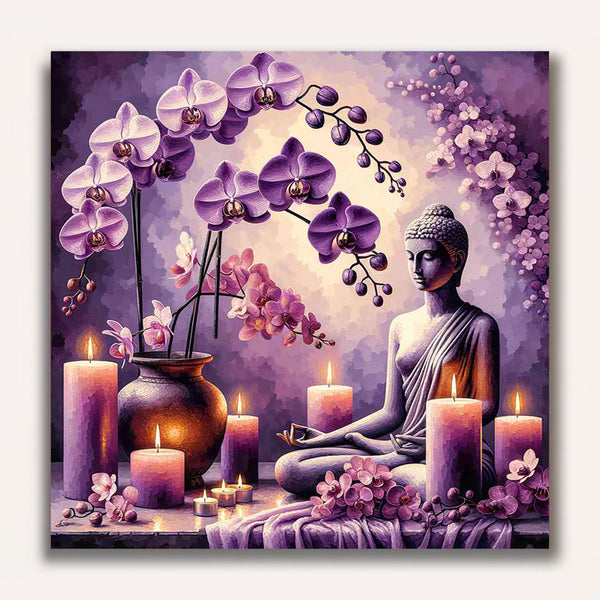 Paint by Numbers - Purple orchid with candles