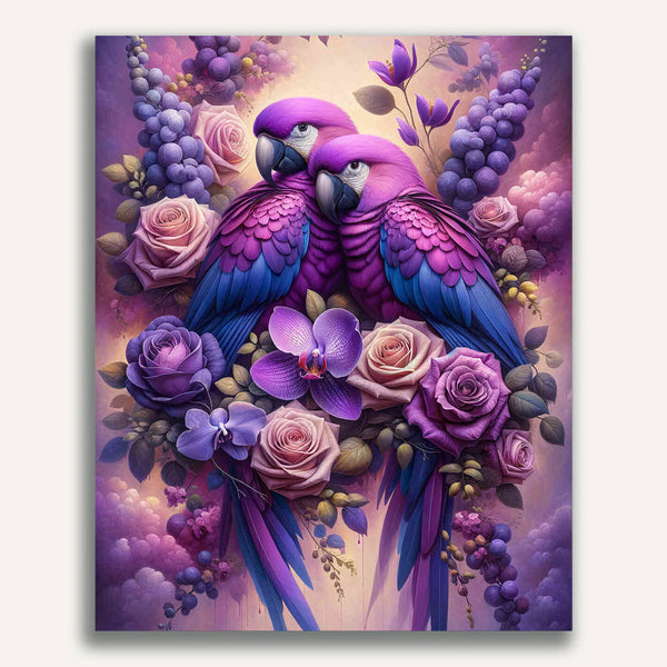 Paint by Numbers - Purple Parrot Pair
