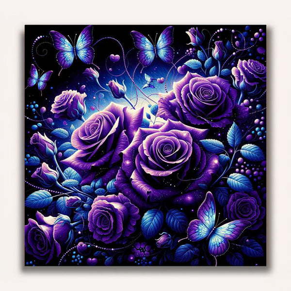 Paint by Numbers - Purple Roses and Butterflies