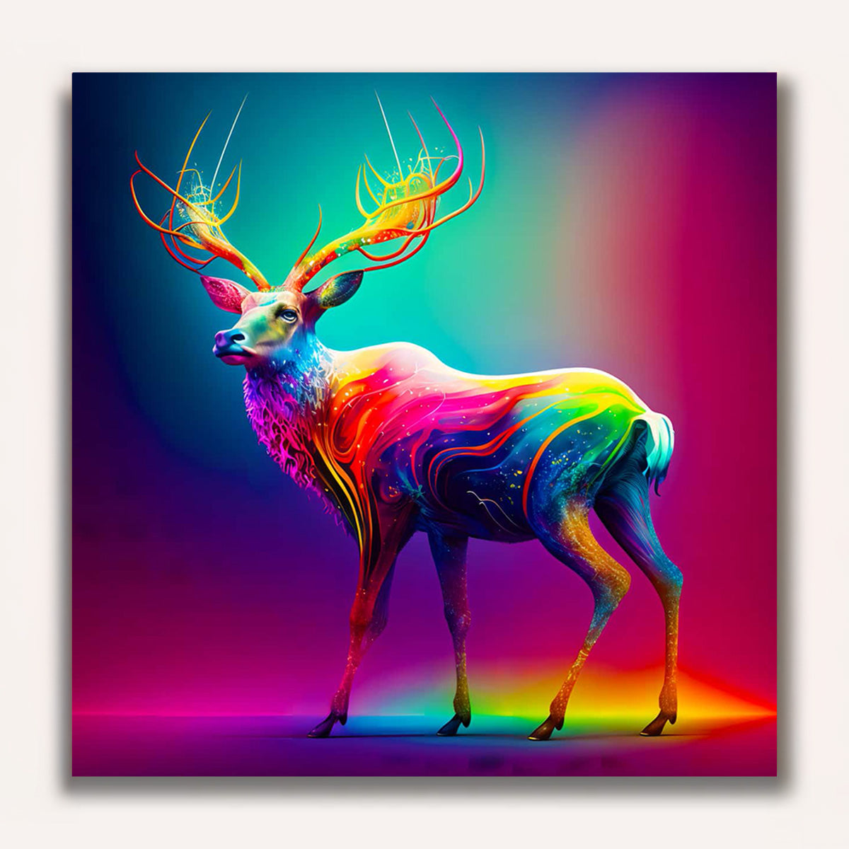 Paint by Numbers - Rainbow deer in the light