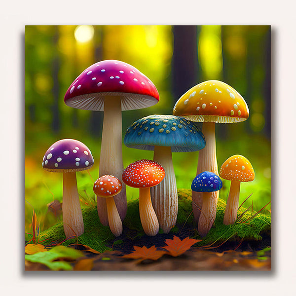 Paint by Numbers - Rainbow mushrooms in the forest