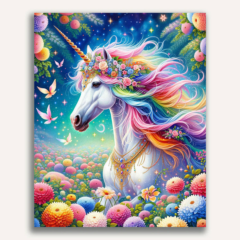 Paint by Numbers - Rainbow unicorn with jewelry