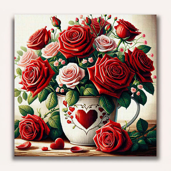 Paint by Numbers - Red rose cup
