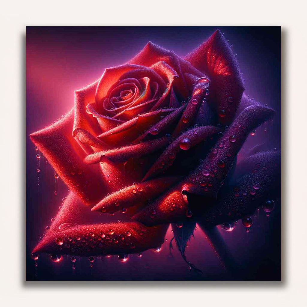 Paint by Numbers - Red Rose with Water Drops
