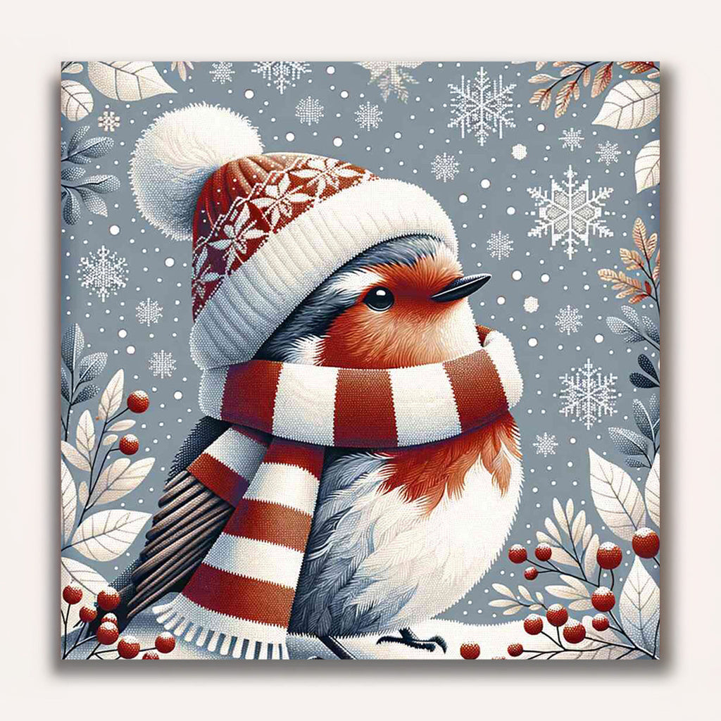 Paint by Numbers - Robin with scarf and cap