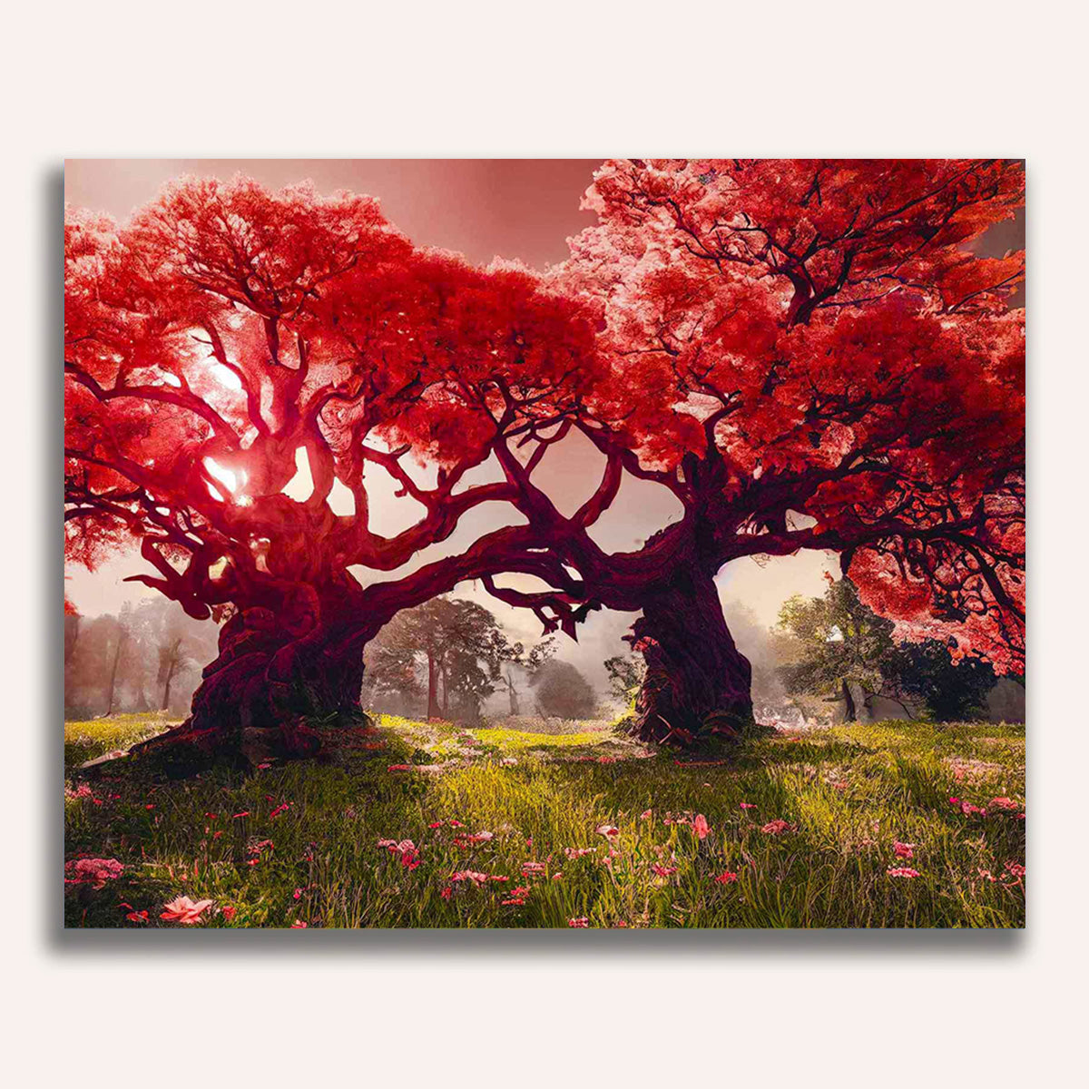 Paint by Numbers - Red pair of trees