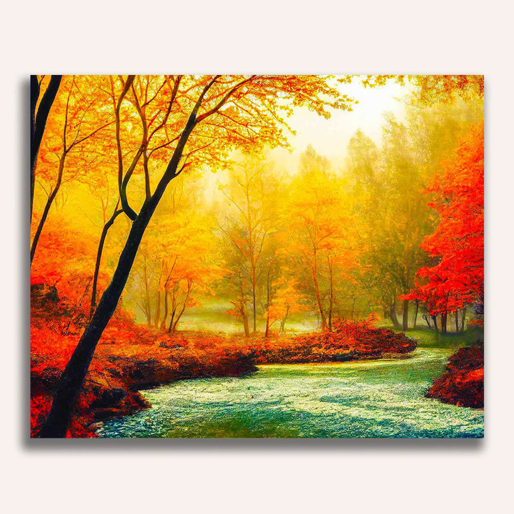 Paint by Numbers - Red trees, sunset