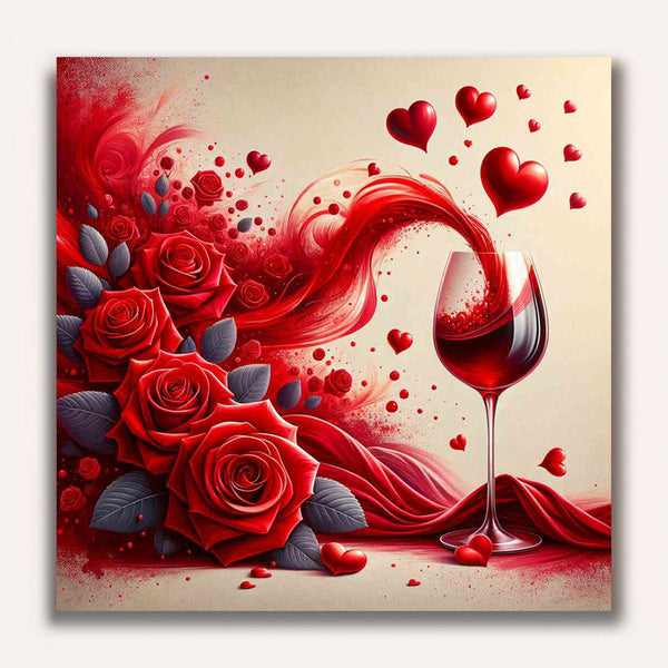 Paint by Numbers - Red wine and roses