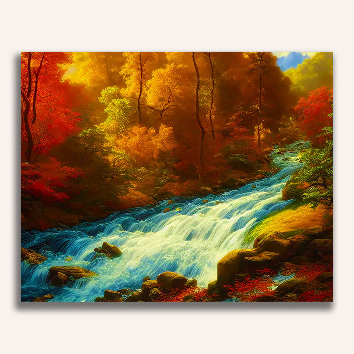 Paint by Numbers - Rushing river in the forest