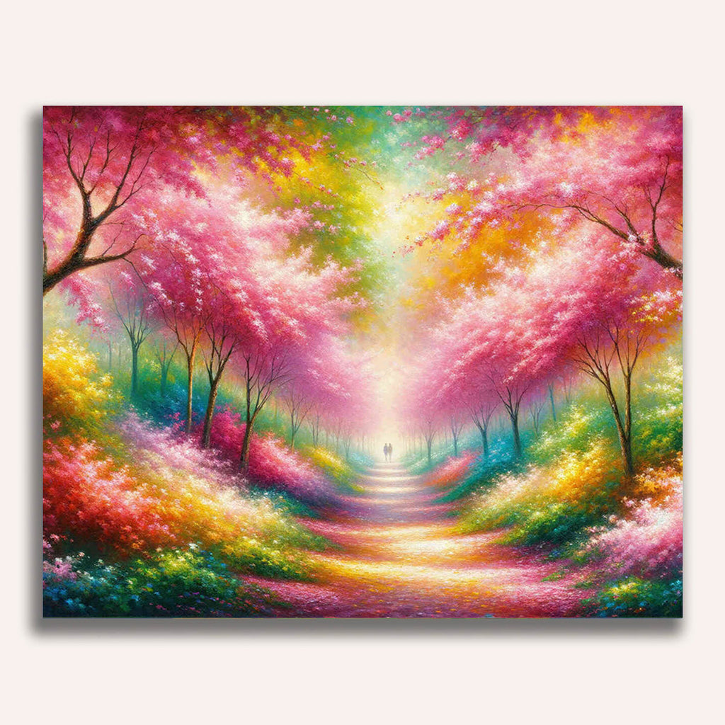 Paint by Numbers - Romantic cherry tree path
