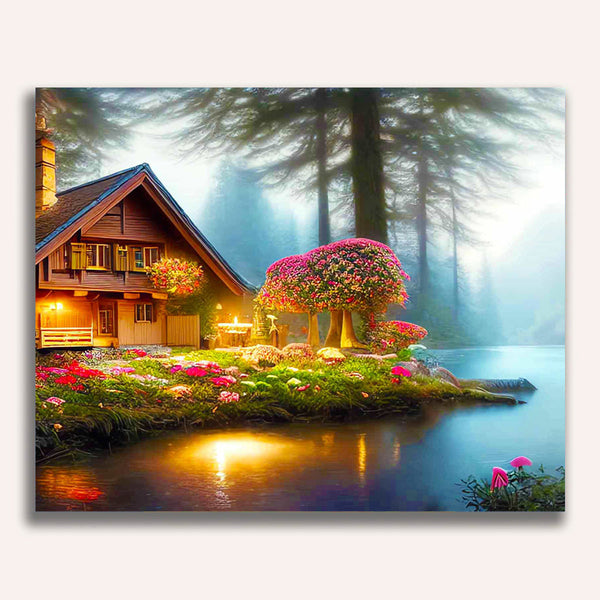 Paint by Numbers - Romantic cottage on the lake