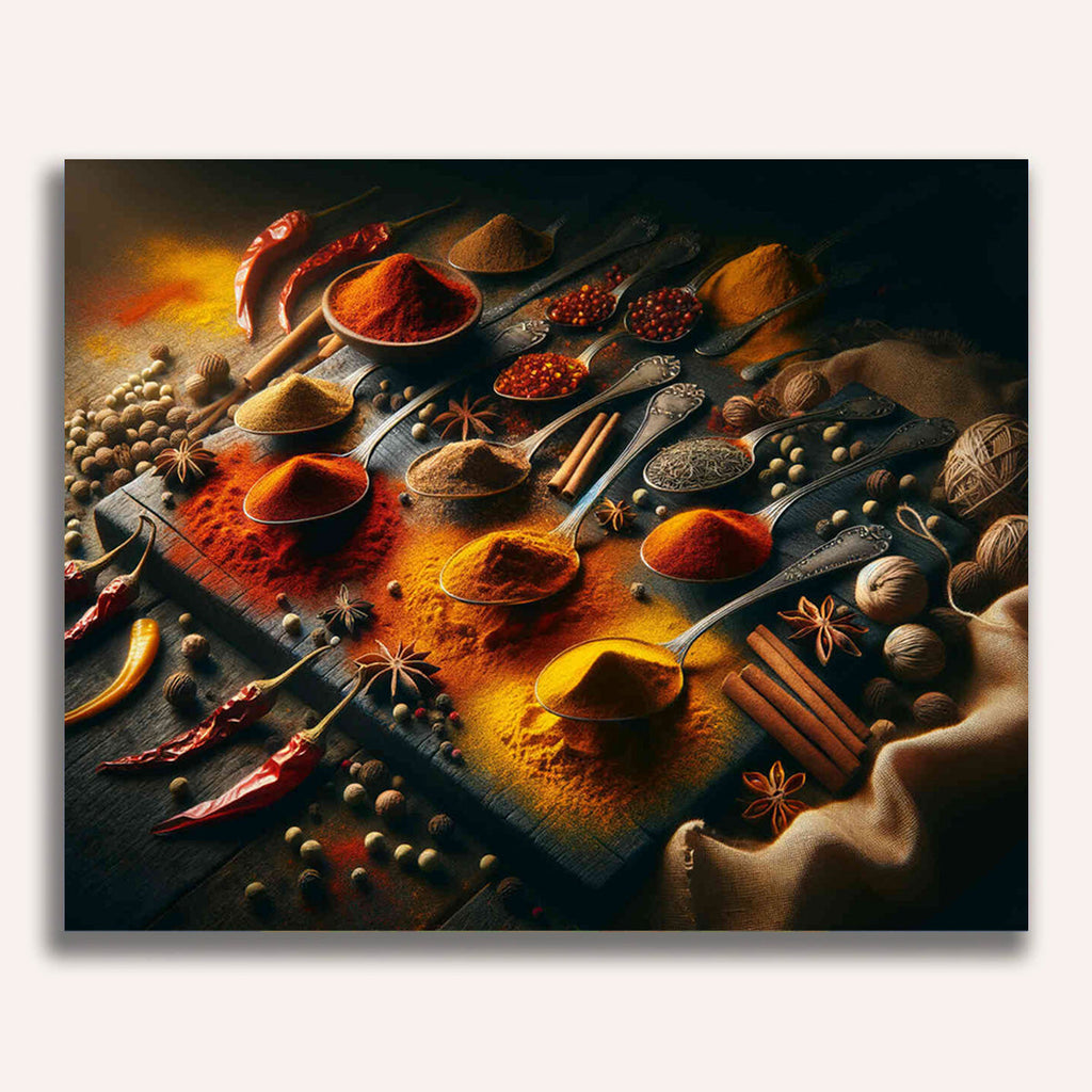 Paint by Numbers - Spices, wooden spoon